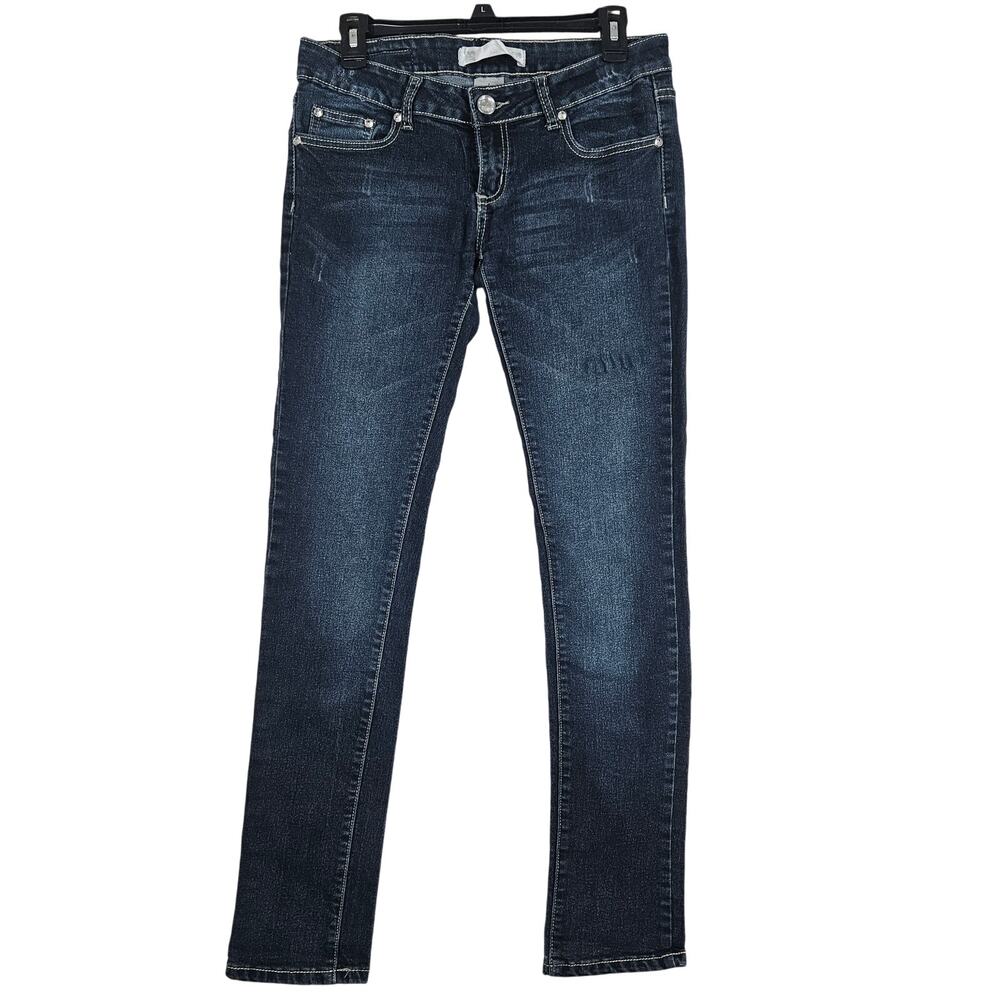 Secretly Evil Jeans Women’s Size 7 Dark Wash Skinny Stretch Mid Rise Denim Y2K